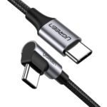 Premium UGREEN 1m USB-C to Angled USB20-C Round Cable with Aluminum Shell and Nickel Plating - Gray Black | Durable Fast Charging and Data Transfer Cable for Computers and Devices