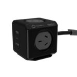 Allocacoc PowerCube Extension Cord with 4 Outlets, 2 USB-A Ports, and 1 USB-C PD 20W, Surge Protection, and 15m Cable, Black (Model 11407-AUEUAC)